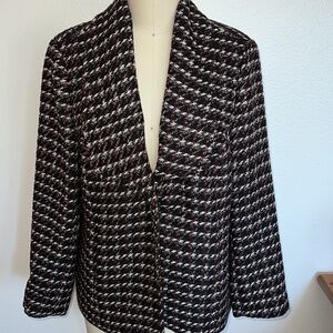 Coldwater Creek Jacket/lined Tweed/plaid w/ Metallic Thread Shawl/collar Size 14